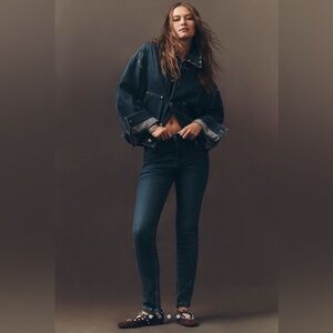 Anthropologie PILCRO ROCOCO MID-RISE ZIP-UP ANKLE SKINNY JEANS Size 33 Tall